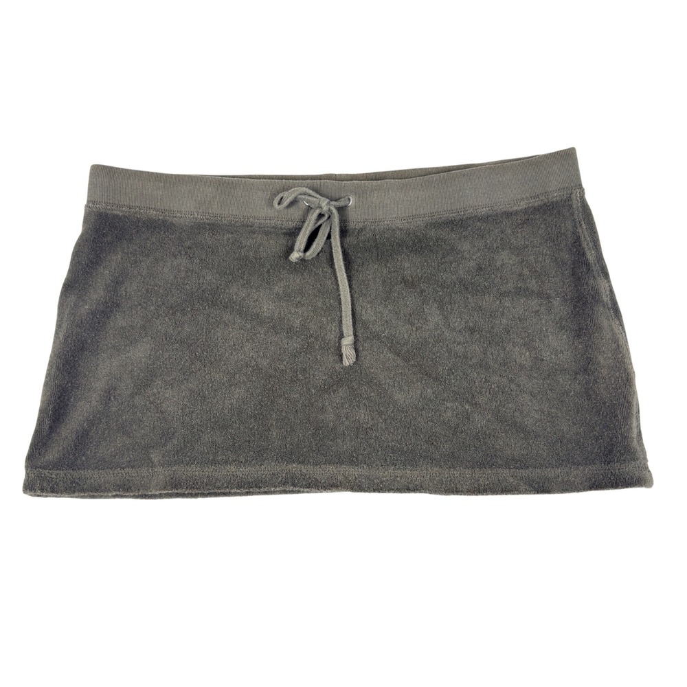 Y2K Juicy Couture Terry Cloth Mini Skirt Womens Small Olive Green Made in USA